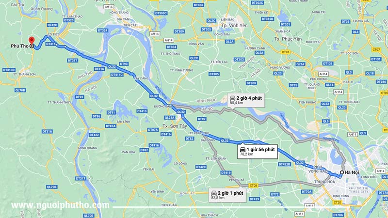 Phú Thọ cách Hà Nội bao nhiêu km?