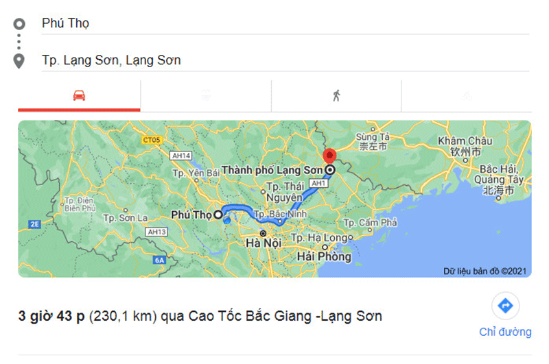 Phú Thọ cách Lạng Sơn bao nhiêu km?
